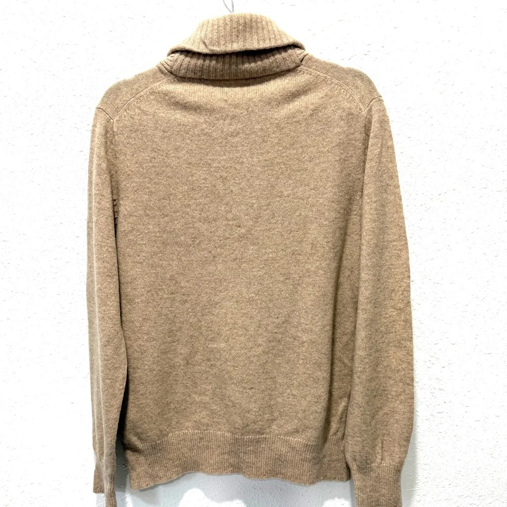 J.‎ Crew Men's  lambswool Tan men's shawl-collar sweater L